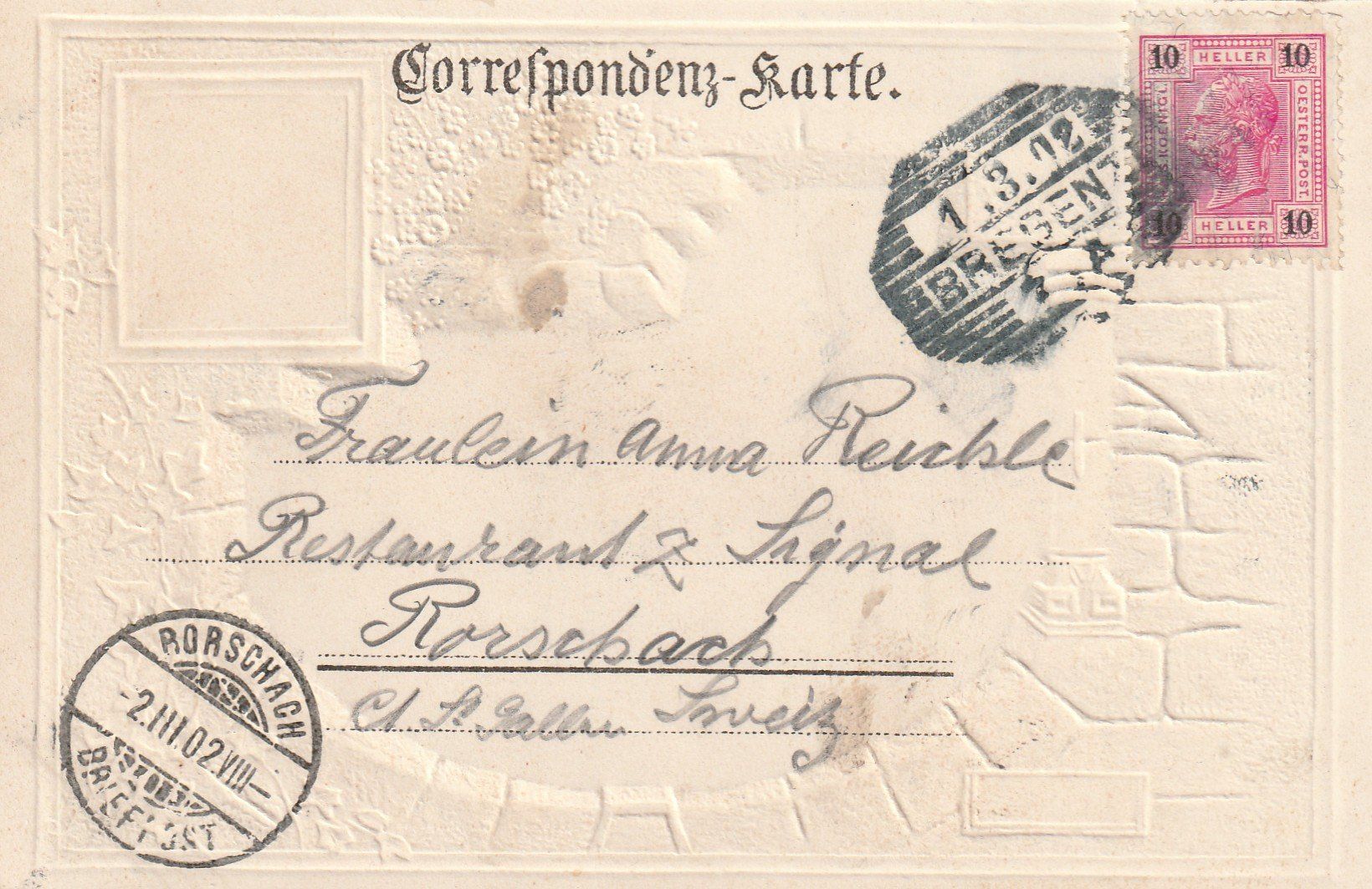 Cartoline postali: Österreich Bregenz Prägekarte – Usato da Rorschacherberg venduto da fratovi2 1