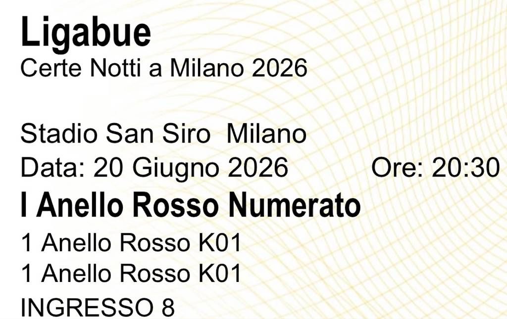 Biglietti: Biglietti Ligabue San Siro – Usato da Kloten venduto da pie_f99f