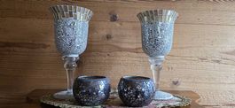4er Set Mosaik Windlicht Kelche und Teelichthalter