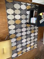 Teppich geometrisches Muster grau gelb 130x190 cm