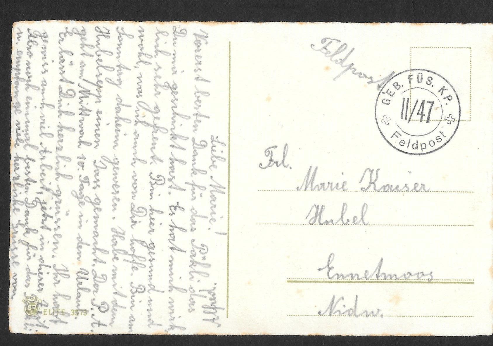 Cartoline postali: Katzenkarte Katze im Korb Feldpoststempel – Usato da Olten venduto da clotaldi 1