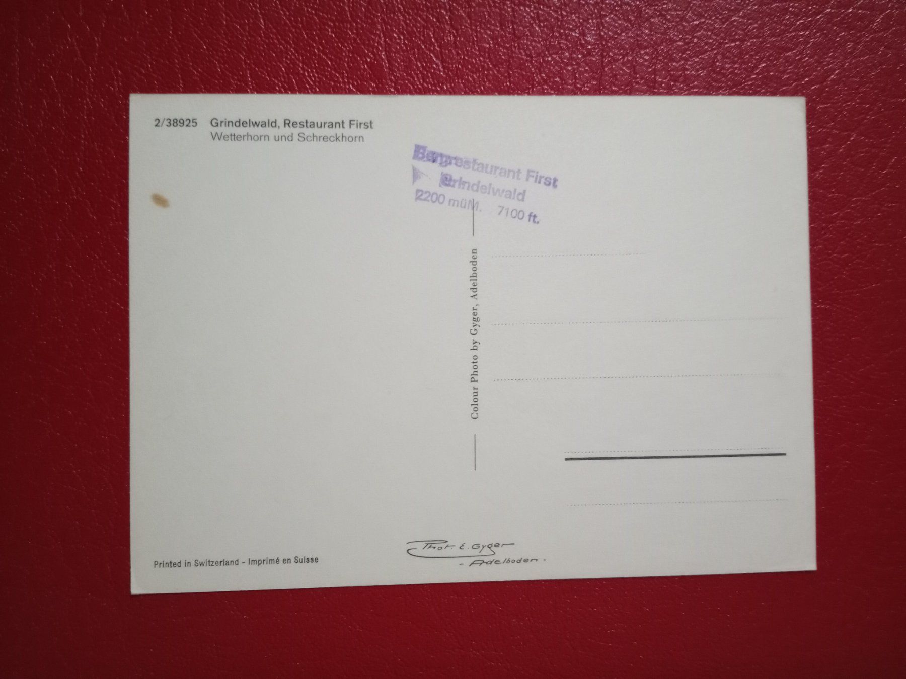 Cartoline postali: Grindelwald Bern Terrasse Restaurant First Stempel – Usato da Küttigen venduto da Melisch1000 1