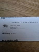 1mal Partyzelt RAKO 3mal3 m grau inkl. 4. Seitenwände