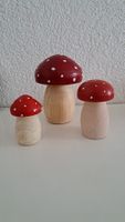 Pilze aus Holz, 3er Set, Handarbeit