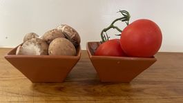 2 Stück Tapas Apero Ton Schalen glasiert viereckig Spanien