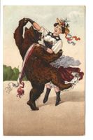 Bärenkarte - Tanz mit Berner Trachtenfrau - 1912