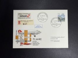 Swissair Sonderflugbrief Dübendorf -Kloten 1985