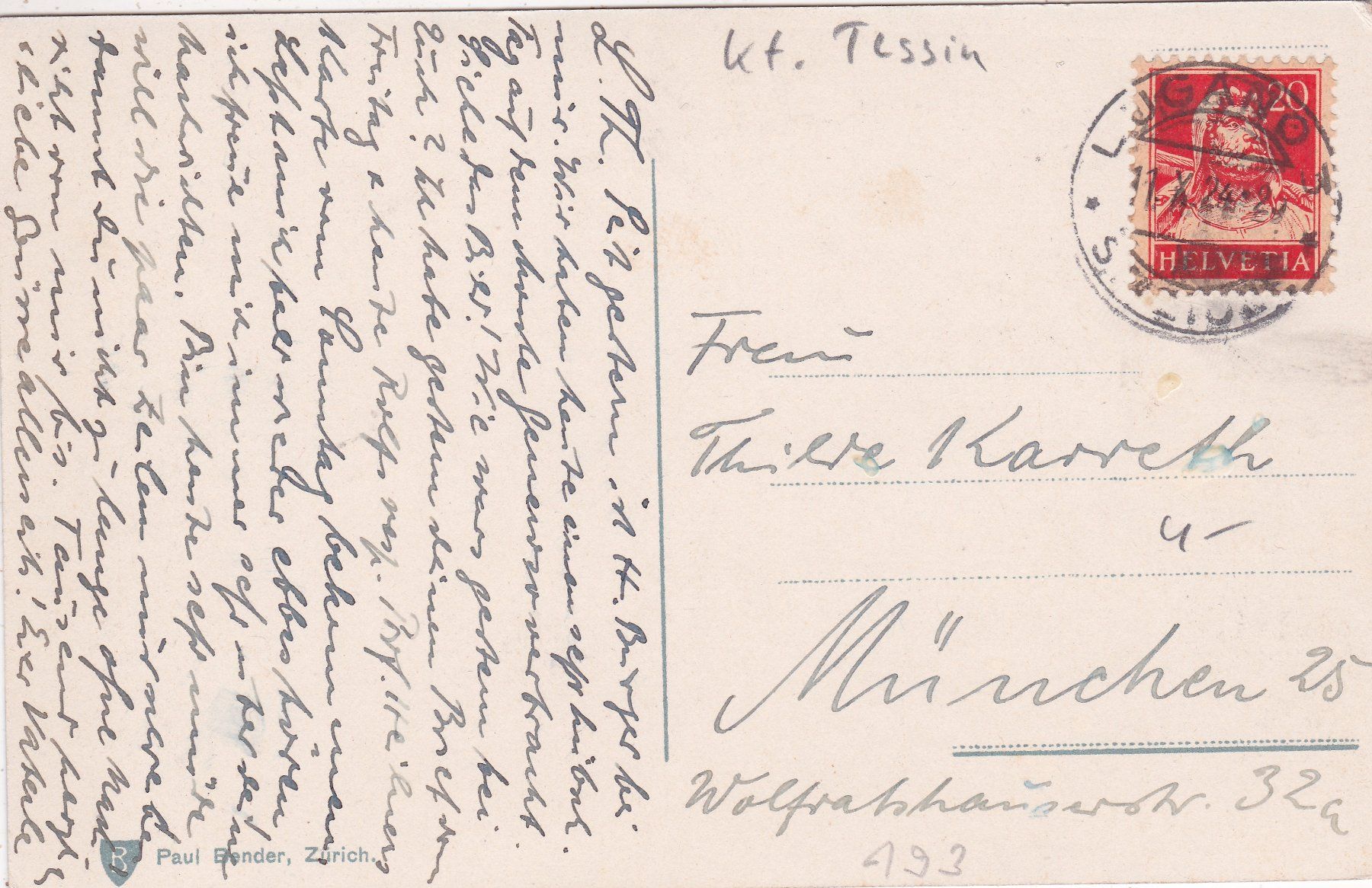 Cartes postales: Lago di Lugano e Monte Generoso 1924 – D'occasion à Herisau par Lisegrat2008 1