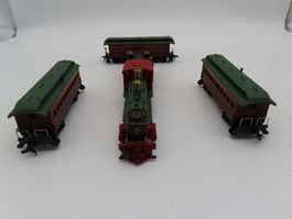 Vintage H0 TYCO 4-6-0 Dampflok mit Tender & 3 Personenwagen