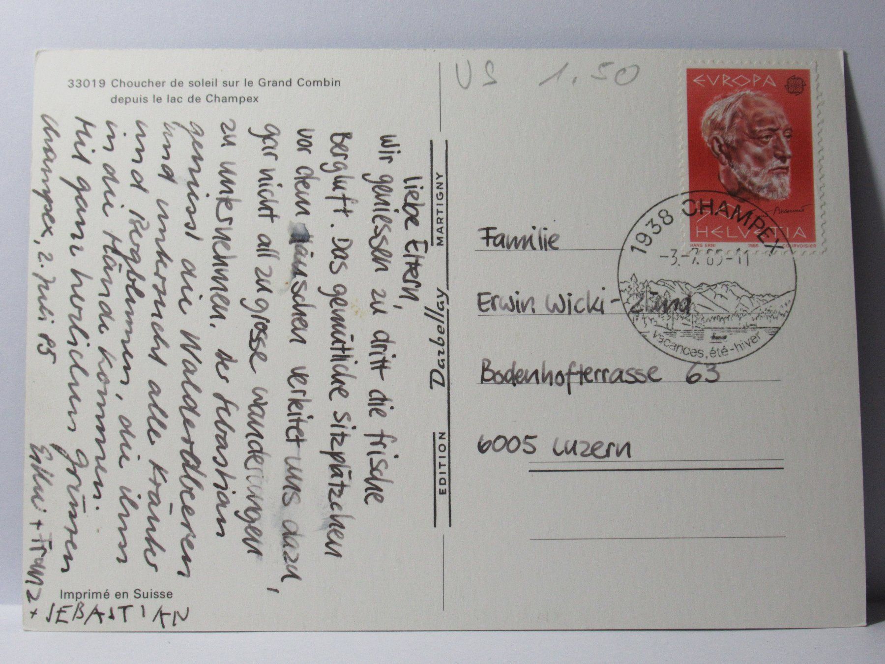 Cartoline postali: Choucher de soleil sur le Grand Combin 1965 – Usato da Grenchen venduto da Bluemchen1900 1