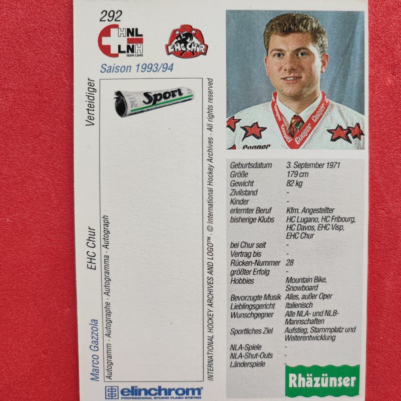 Sammelbilder & Trading cards: Marco Gazzola - EHC CHUR - 1993/94 – Gebraucht aus Dübendorf von kb86_MOVIE 1