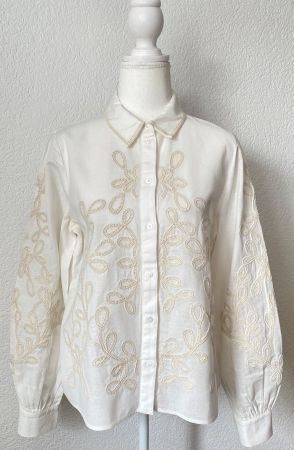 Sézane Bluse aus Baumwolle/Leinen Grösse 36 (Ecru)