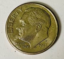 USA Münze 10 Cents Roosevelt Dime Jahrgang 1997 P - AU-55