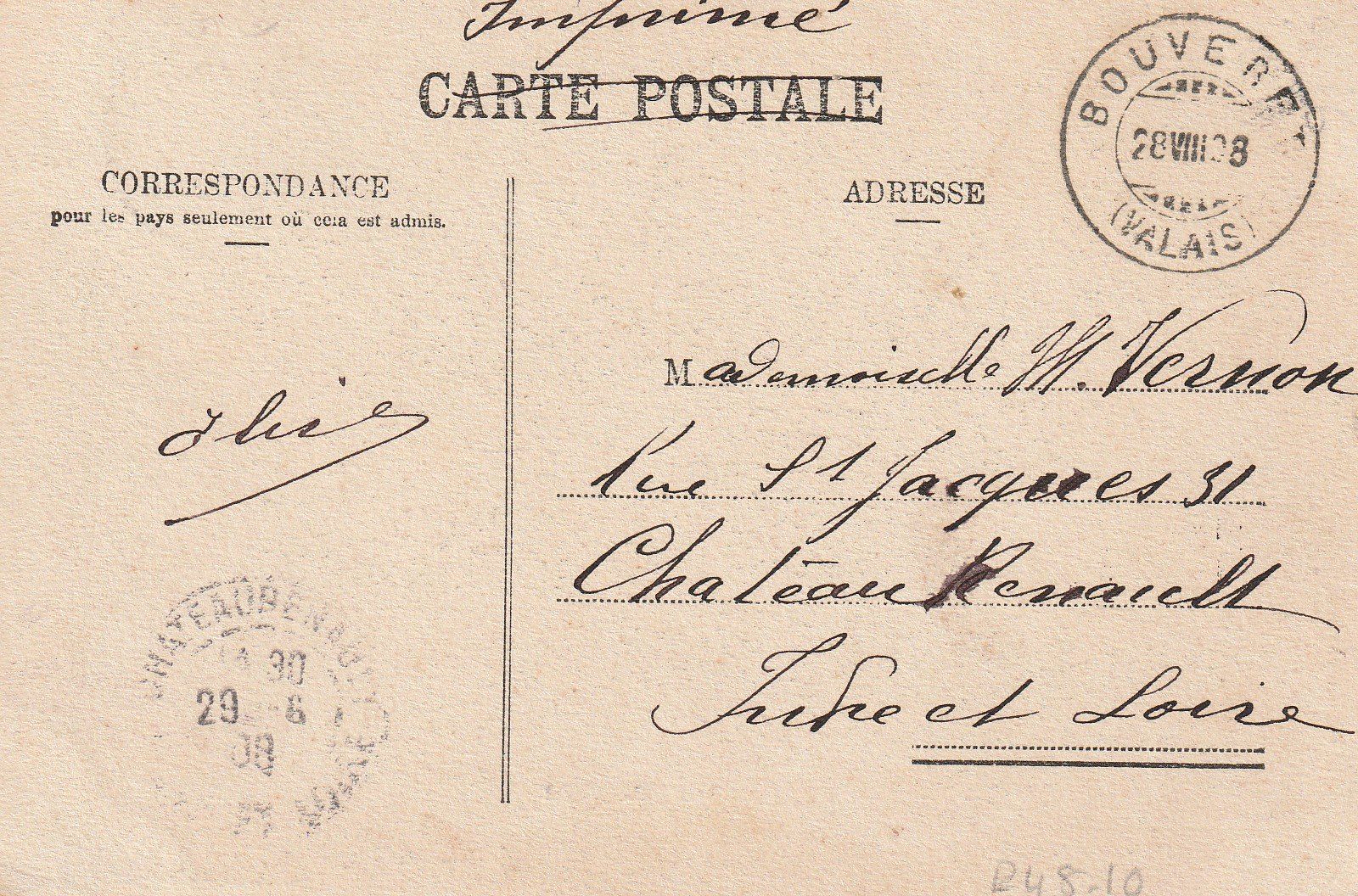 Cartoline postali: AK Bouveret - gel. 28.8.1908 – Usato da Fribourg venduto da schnalla92 1