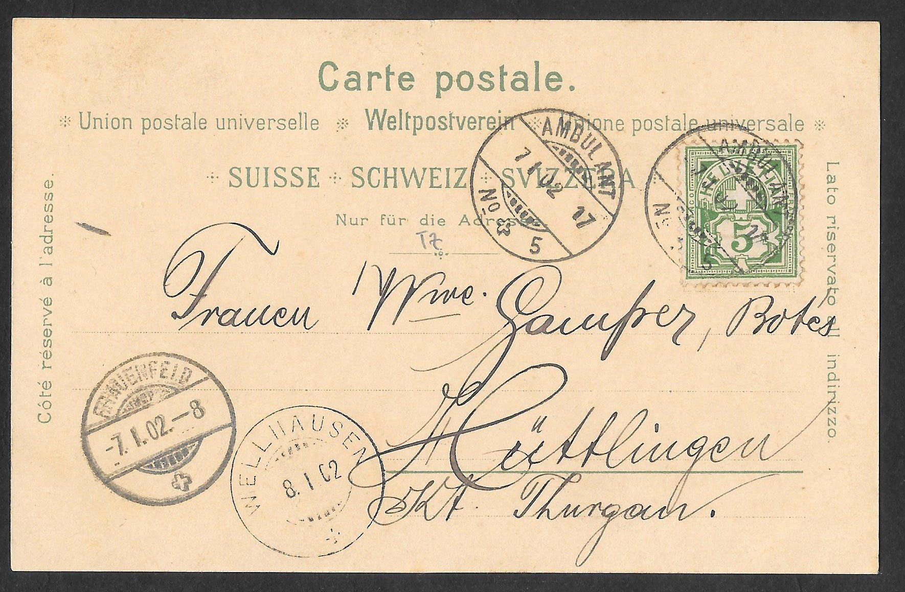 Cartoline postali: Buchs farbige Lithografie Dorfansicht mit Zug – Usato da Olten venduto da clotaldi 1