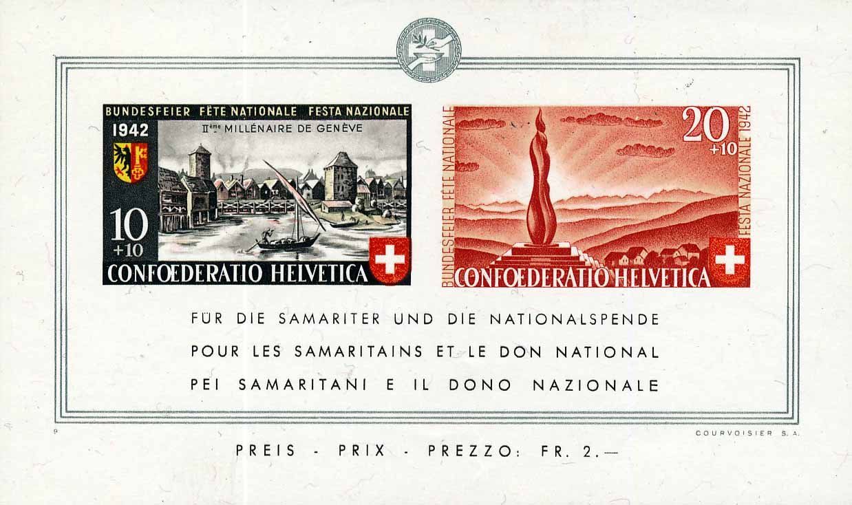 Tutti i francobolli: 1942, Pro Patria Bundesfeierblok SBK B19, postfrisch – Usato da Rheinfelden venduto da ricci62