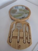 Käsemesser-Set mit Käseplatte, Holz, 4 Messer +Platte, 28 cm