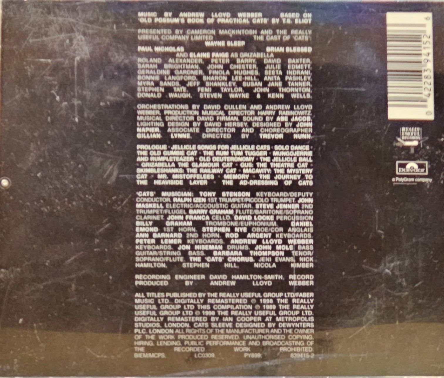 CD: Andrew Lloyd Webber – Highlights From Cats – Usato da Wahlen b. Laufen venduto da Cg10 2