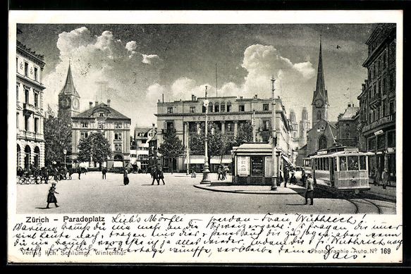 Cartes postales: Zürich, Paradeplatz, Strassenbahn, Kirc – D'occasion à Berlin par bartko-reher