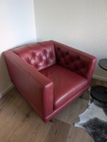 Sessel modern Chesterfield rot Leder
