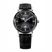 🇨🇭Herrenuhr ®JOWISSA Moon Leder Schwarz Swissmade 5Bar NEU