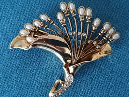 Vintage Brosche 24k vergoldet 50erJhr