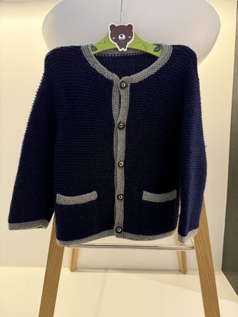 Warme Strickjacke, marineblau/grau, Grösse 92, Winter