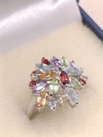 Vintage 925er Silber Ring mit bunte Edelsteine Top