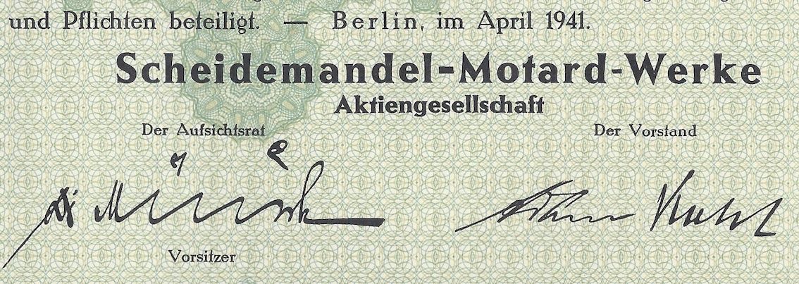 Documenti: Scheidemandel-Motard-Werke AG, Berlin - 1941 – Usato da Solothurn venduto da Sgasche 1
