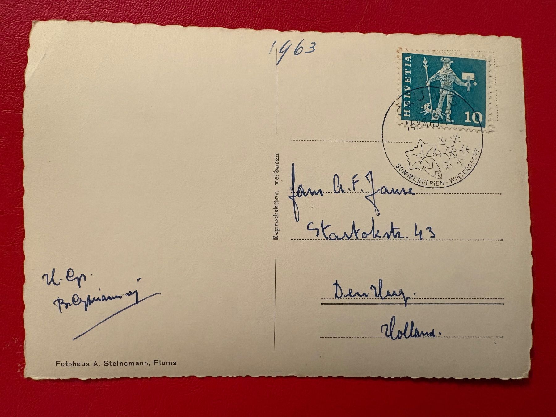 Cartoline postali: 1963 // Flums SG mit Gusche und Spitzmeilen – Usato da St-Légier-La Chiésaz venduto da Theo005 1