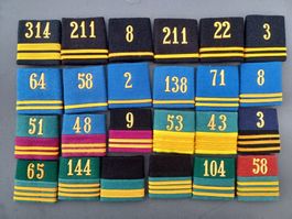 24 Achselnummern, Patten, versch. Farben, Of, Einzelstücke