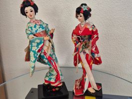 Poupées Geisha japonaises vintage en soie - Collection