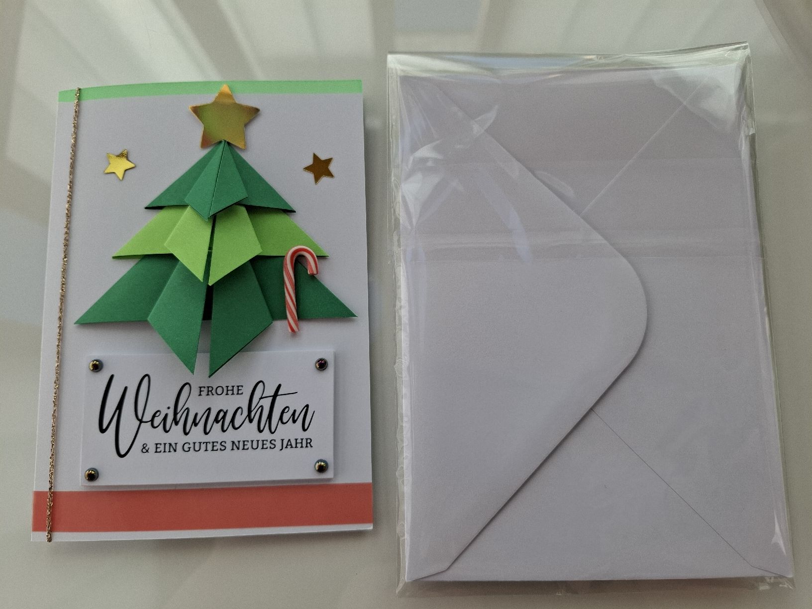 Karten: 3x Weihnachtskarten handgemacht Tannenbaum 3D Effekt – Neu und originalverpackt aus Winterthur von -.S.B.- 7