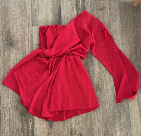 Damen Jumpsuit rot One-Shoulder, one size