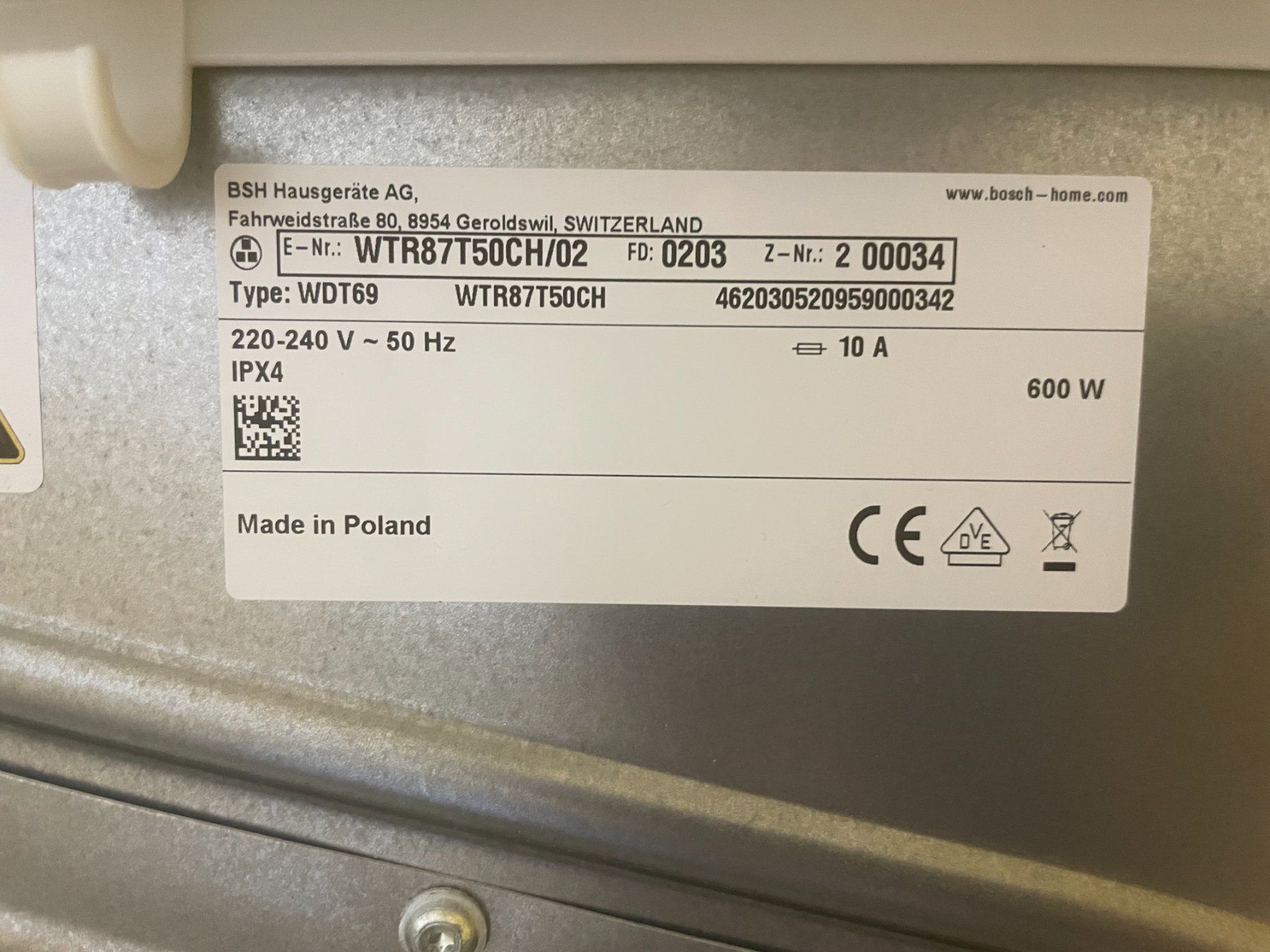 Bosch Wäschetrockner: Séche linge Bosch série 6 - A+++ – Gebraucht aus Colombier NE von  2