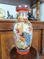 Grosse China Vase Porzellan Pfau Motiv Deko