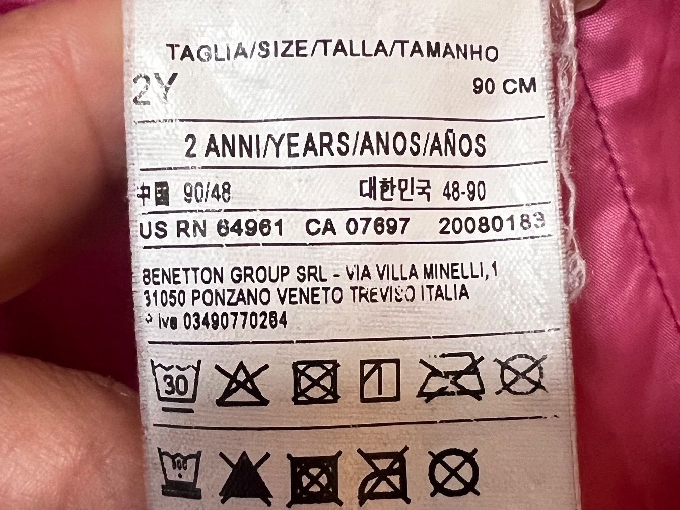 Benetton Giacche & Cappotti: Jacke, Winterjacke, Mädchen, 90, rosa, Benetton – Usato da Wilen b. Wil venduto da carpediem25 4