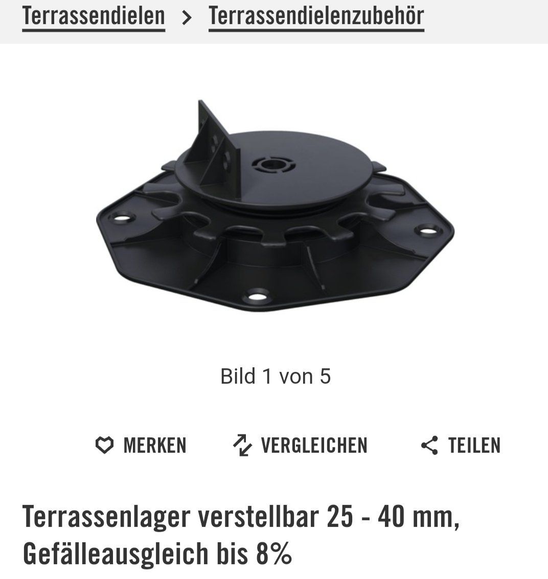 Supporti a parete: Terrassenlager 25 - 40 mm – Nuovo (secondo la descrizione) da St. Gallen venduto da schatz2406