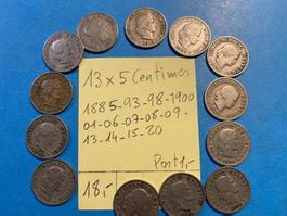 SUISSE : 13 X 5 CENTIMES Ancien ( 1885 à 1920 )
