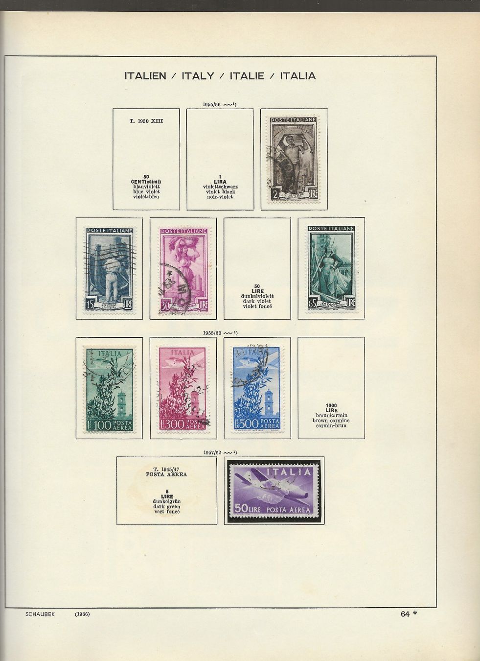 Alle Briefmarken: Marken Italien 1955 bis 1960 – Gebraucht aus Au ZH von xelagreb01 1