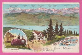 Gruss vom Pfannenstil bei Meilen gel 1901 Schlumpf Karte