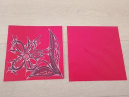 Grusskarte handgemalt mit Couvert 15 cm X 15 cm