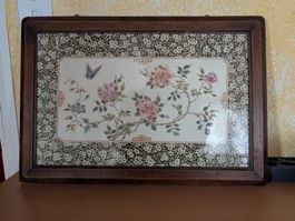 Vintage - Massives Wandbild im Holzrahmen mit Keramikplatte