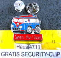 VW BUS BULLI SWISS AM DRVE SAD PI ENAMEL MIT SECURITY-CLIP