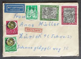 BRD 1951: Express-Luftpostbrief mit seltener Frankatur