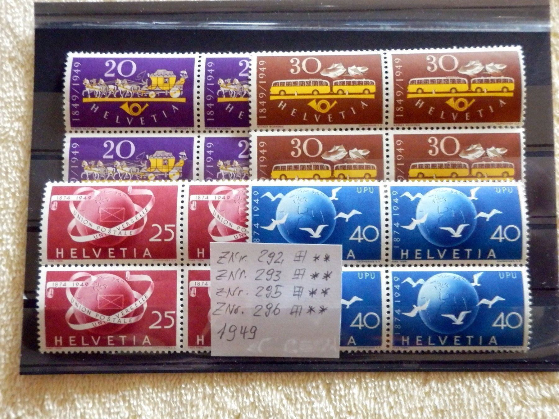 Alle Briefmarken: ZNr.292 - 296, 4er-Blocks, postfrisch – Neu (gemäss Beschreibung) aus Ueberstorf von dinbau