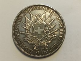 Schützentaler Silber 5.- / Eidg. Schützenfest Schwyz 1867