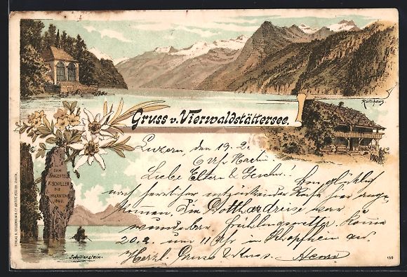 Cartoline postali: Litho Vierwaldstättersee, Der Schillers – Usato da Berlin venduto da bartko-reher