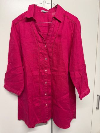 Damen Bluse fuchsia Pink Gr. 42 100% Leinen Maddison