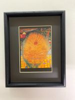Hundertwasser-Bild mit schwarzem Holzrahmen